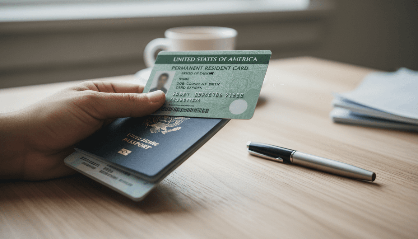 Green card and passport documents