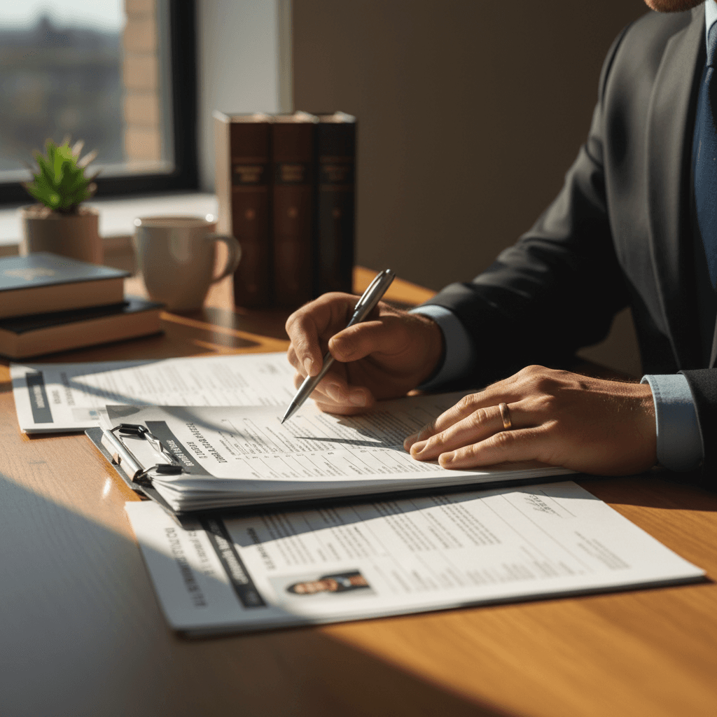 Immigration attorney reviewing green card application